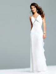 White Chiffon Sequined Sweetheart Neckline Sleeveless Floor-Length Evening Dress