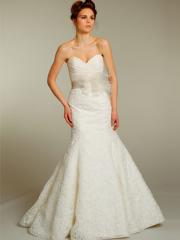 White Embroidered Lace Trumpet Bridal Gown Dress