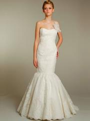White Lace Strapless Bridal Gown in Floor-Length