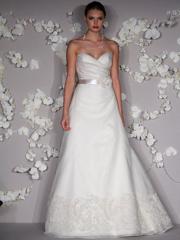 White Organza Strapless A-Line Silhouette Bridal Gown