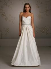 White Satin Strapless A-Line Silhouette Bridal Gown in Ankle-Length