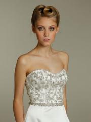 White Satin Strapless Bridal Gown in Sweep Train