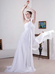 White With A-Line Silhouette in Satin and Chiffon Fabric Wedding Dress