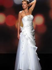 White with A-Line Silhouette in Floor Length Wedding Dress