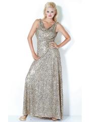 Wonderful Draped V-Neck Sleeveless Floor Length Silver Sequined Column Celebrity Dress