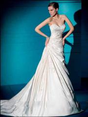 Wonderful Slim A-Line Strapless Sweetheart Satin Wedding Dress