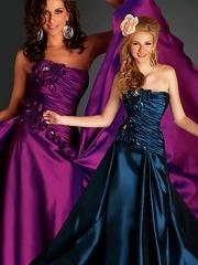 Wonderful Strapless Dark Navy or Lilac Silky Satin Floral Embellished Celebrity Dresses