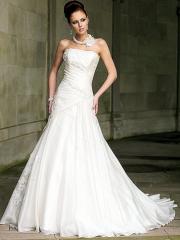 Wonderful White Bridal Gown with Corset Back in Chapel Train