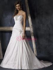 World-Rank Strapless Applique Taffeta Bridal Gown in Floor Length